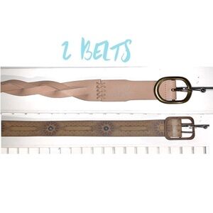 Braided beige belt and Boho tan and turquoise beaded belt Women’s